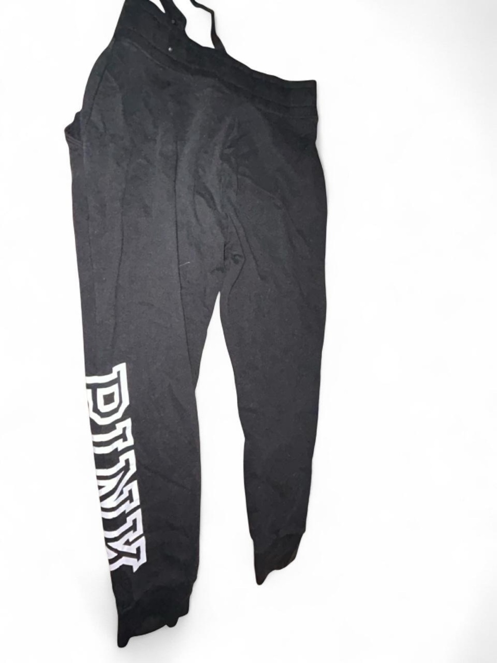 PINK Victoria's Secret Black Joggers with White Lettering